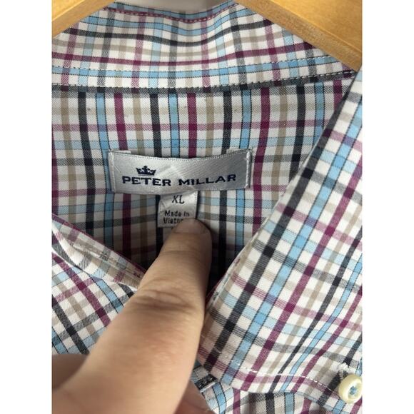 Peter Millar Summer Comfort Shirt XL Colorful Plaid Performance Golf Casual‎ - Picture 2 of 5